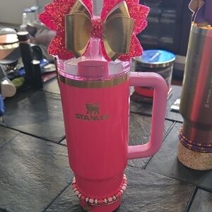 Stanley Pink Insulated Travel Mug with Gold Logo